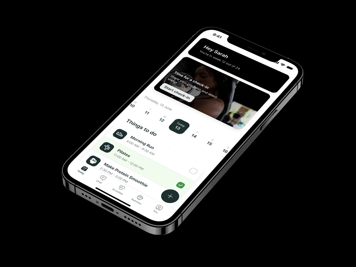 A mockup of the coaching app showcasing the features.